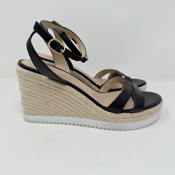 New Stuart Weitzman Catlina Espadrille Wedge Sandal Black Sz 9.5 - Picture 4 of 13